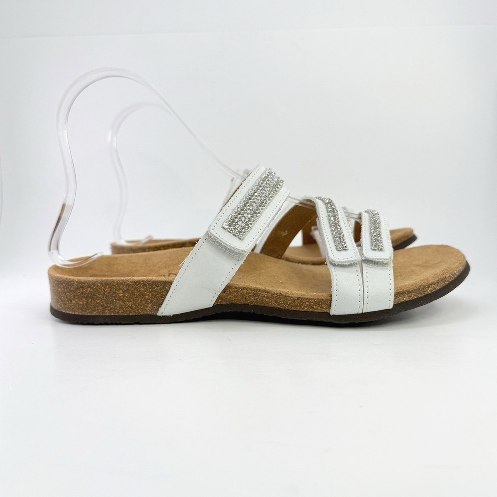 Vionic Afton White Rhinestone Sandals Adjustable Straps Comfort Womens 10 Party - Picture 7 of 15